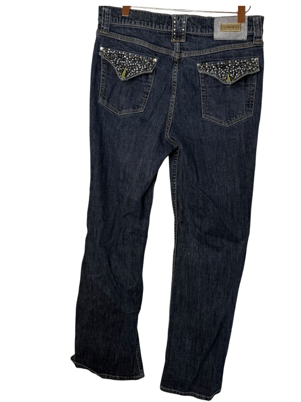 Lawman Western Vintage Embellished Dark Wash Boot Cut Jeans - Picture 5 of 9